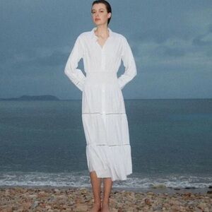 NWT Thakoon Smocked Waist Maxi Dress Ladder Trim Sz 12 White